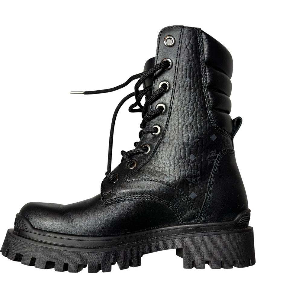 MCM Black Quilted Leather Combat Boots - Picture 15 of 15